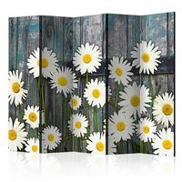 Paravan Daisies I, Dvostranski, 5-Delni - siva/bela, Basics, tekstil/les (225/172/3cm) - artgeist