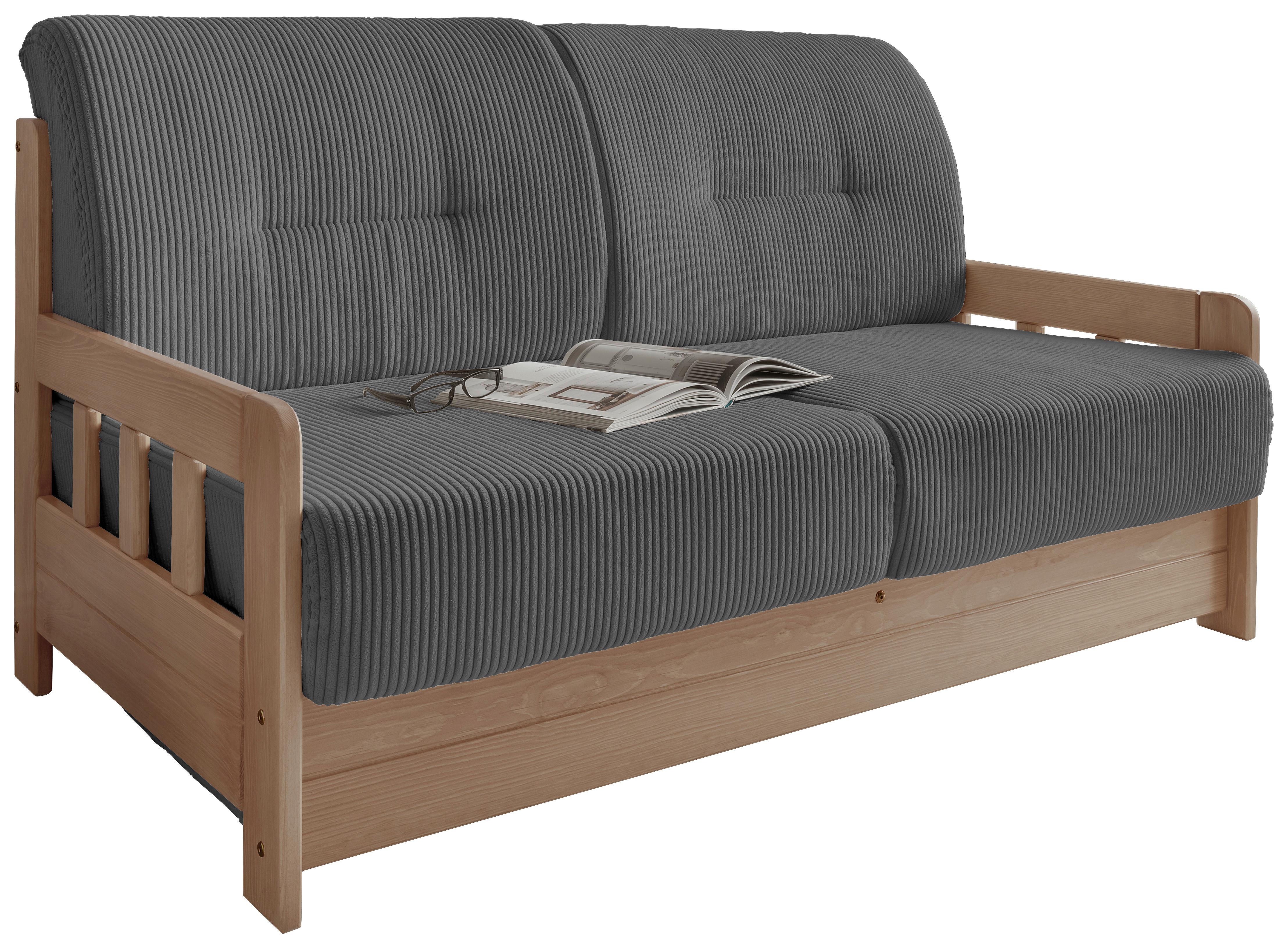 Schlafsofa Camino Holzkorpus Grau/Natur - Naturfarben/Grau, MODERN, Holz/Textil (154/88/90cm) - Livetastic