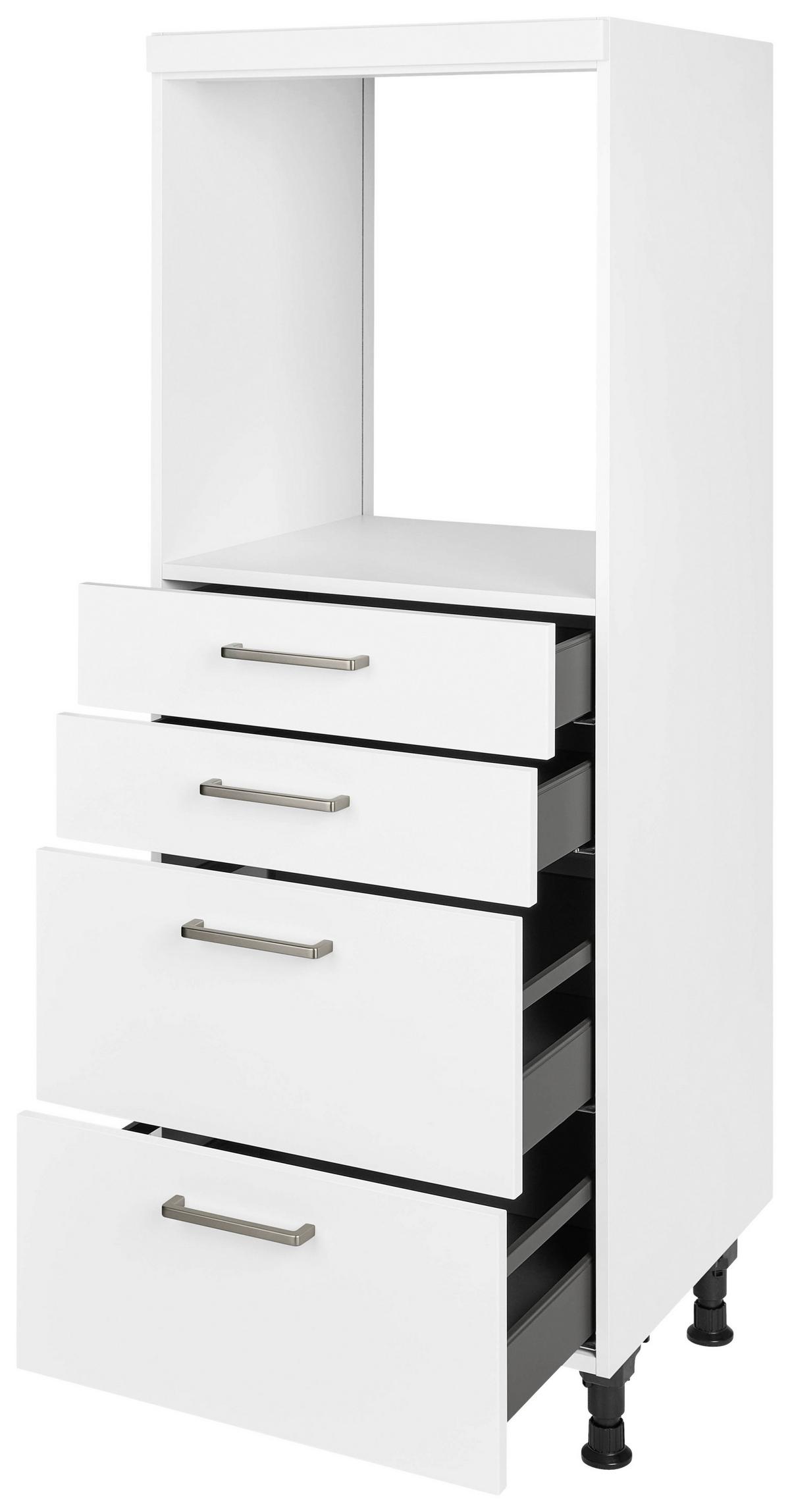 Geräteumbauschrank Touch Weiß - Edelstahlfarben/Hellgrau, MODERN, Holzwerkstoff/Metall (60/168/58cm) - Nobilia