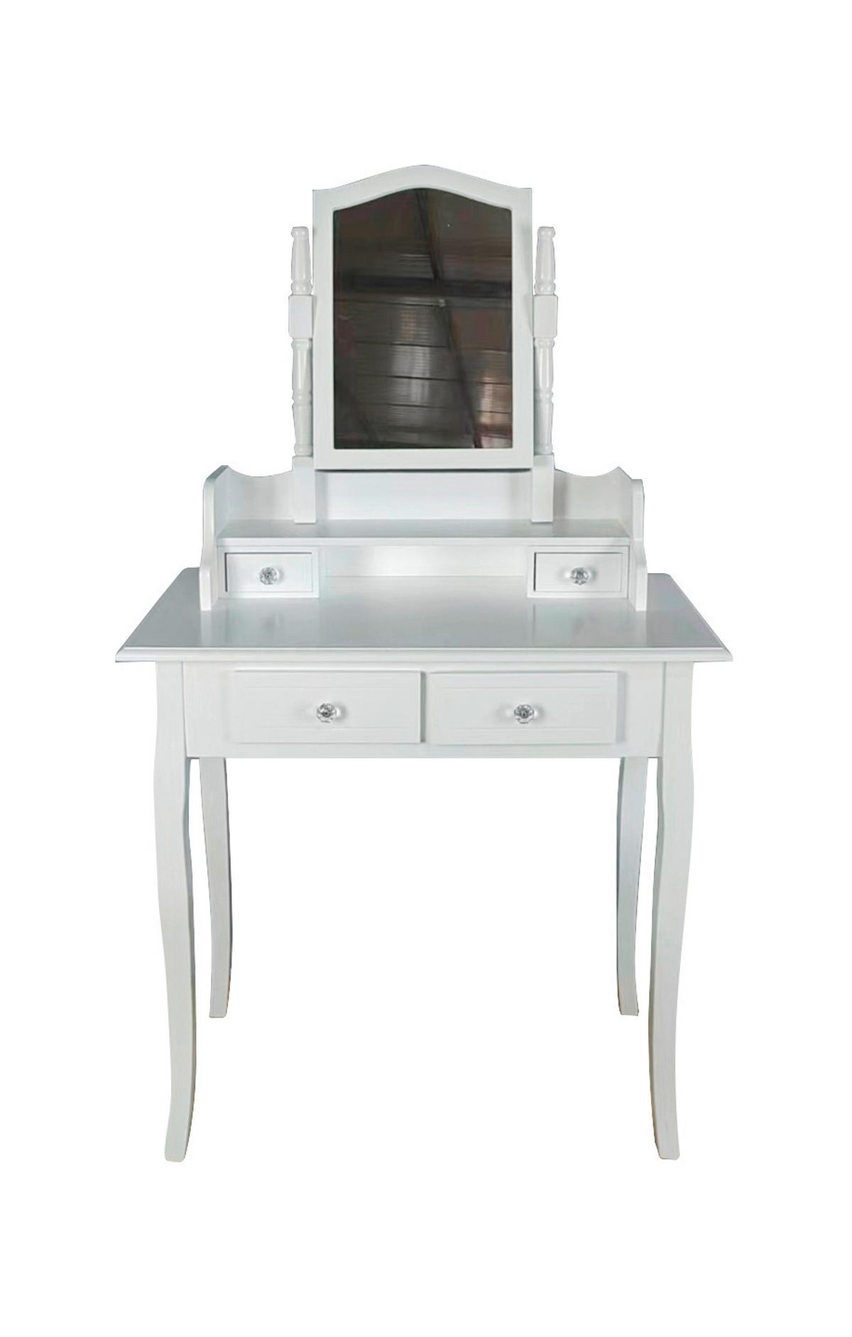 Măsuță de machiaj VANESSA 2 - alb, Modern, sticlă/lemn (80/142/40cm) - Modern Living