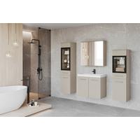 Badmöbel-Set 5-tlg. Madrit mit LED ca. 140 cm Kaschmir/Beige - Kaschmir/Beige, LIFESTYLE, Glas/Keramik (120,4/131,5/30,2cm) - P & B