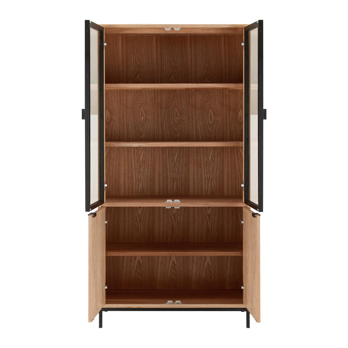 vitrine MILANO - Eschefarben/Schwarz, Modern, Glas/Holz (90/186/40cm) - Bessagi Home