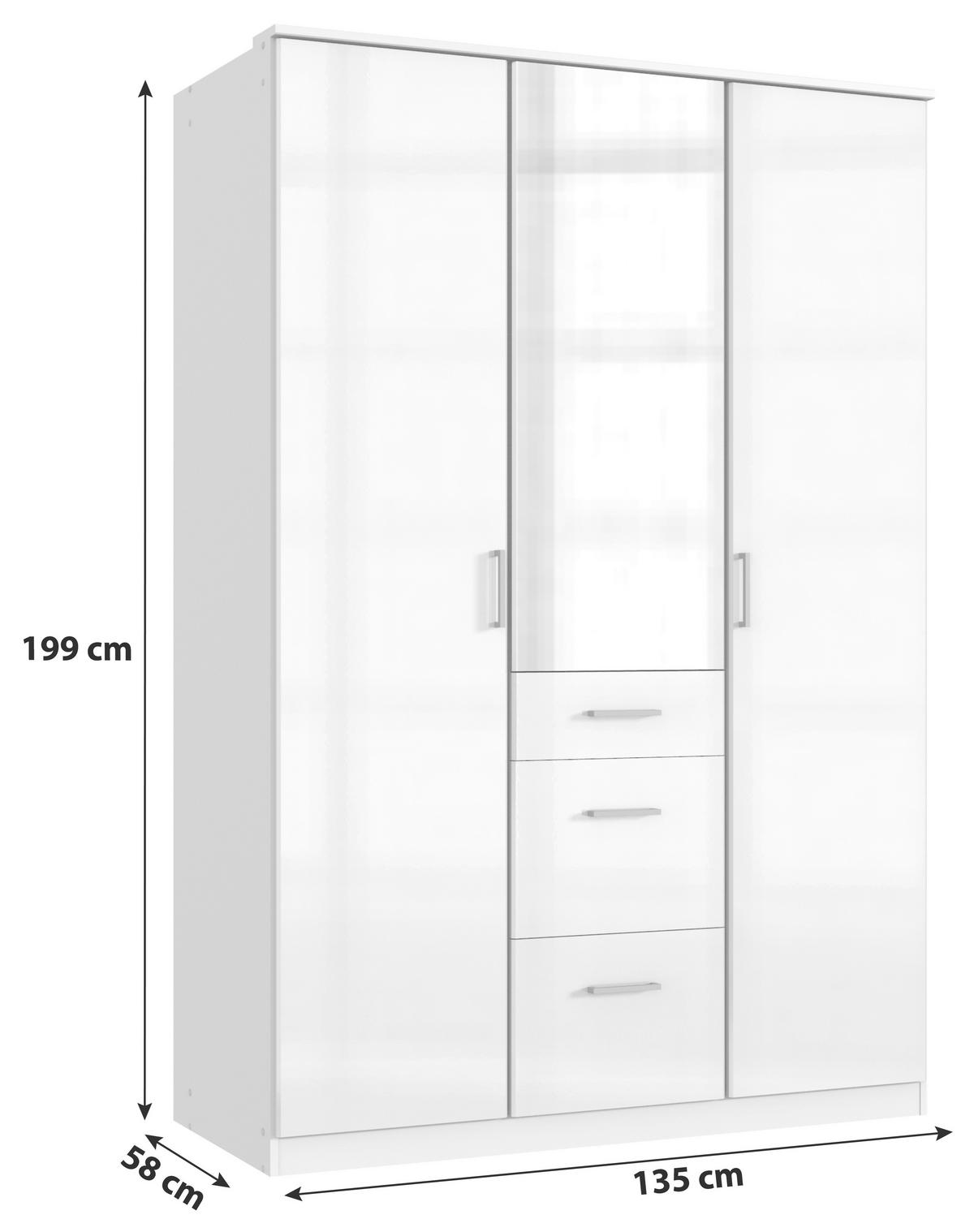 Ormar S Klasičnim Vratima Clack - bijela/srebrne boje, Basics, drvni materijal (135/199/58cm) - Modern Living