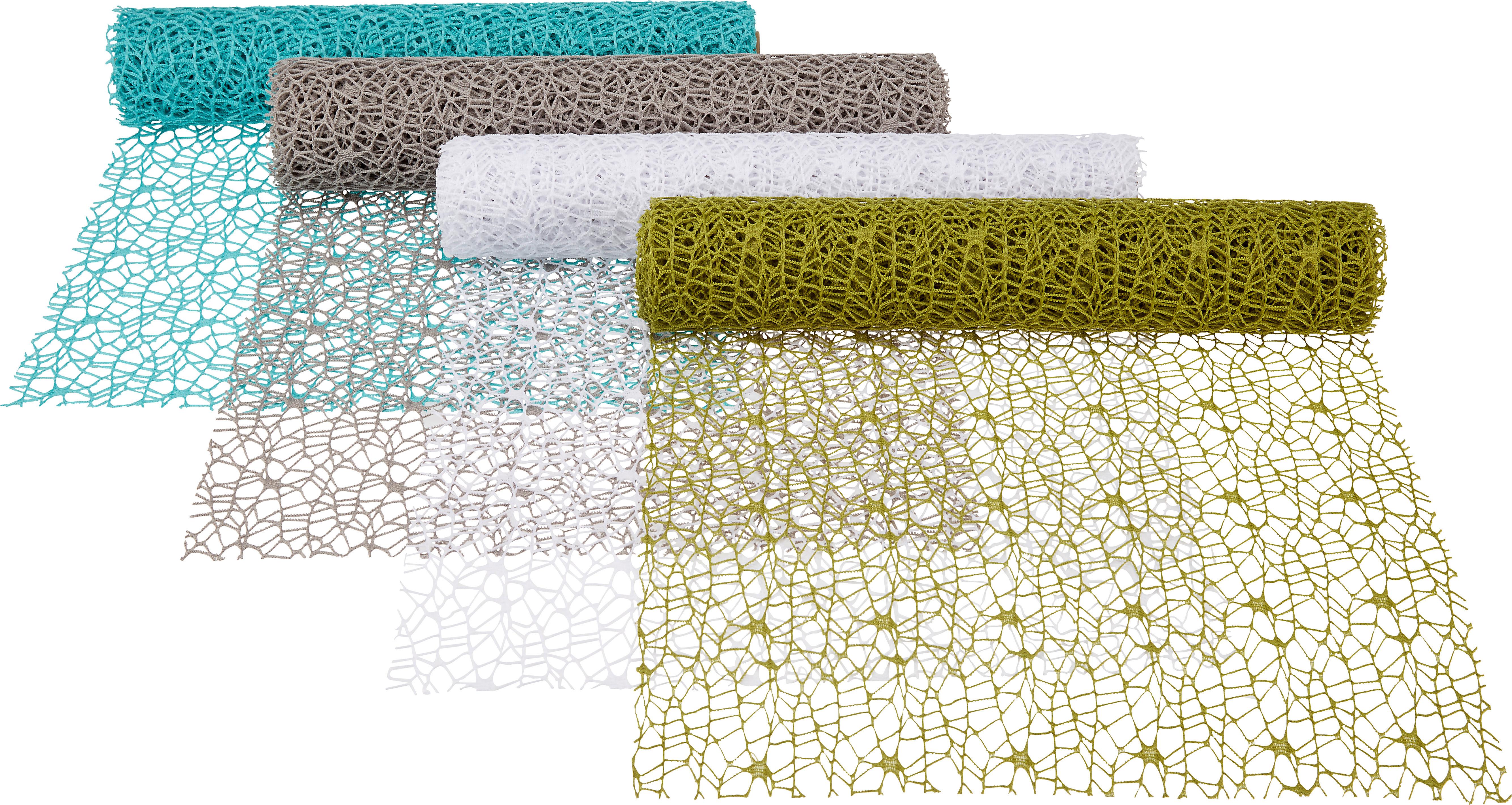 Dekostoff Spider ca. 35x300cm - Weiss/Jadegrün, Textil (35/300cm) - Modern Living