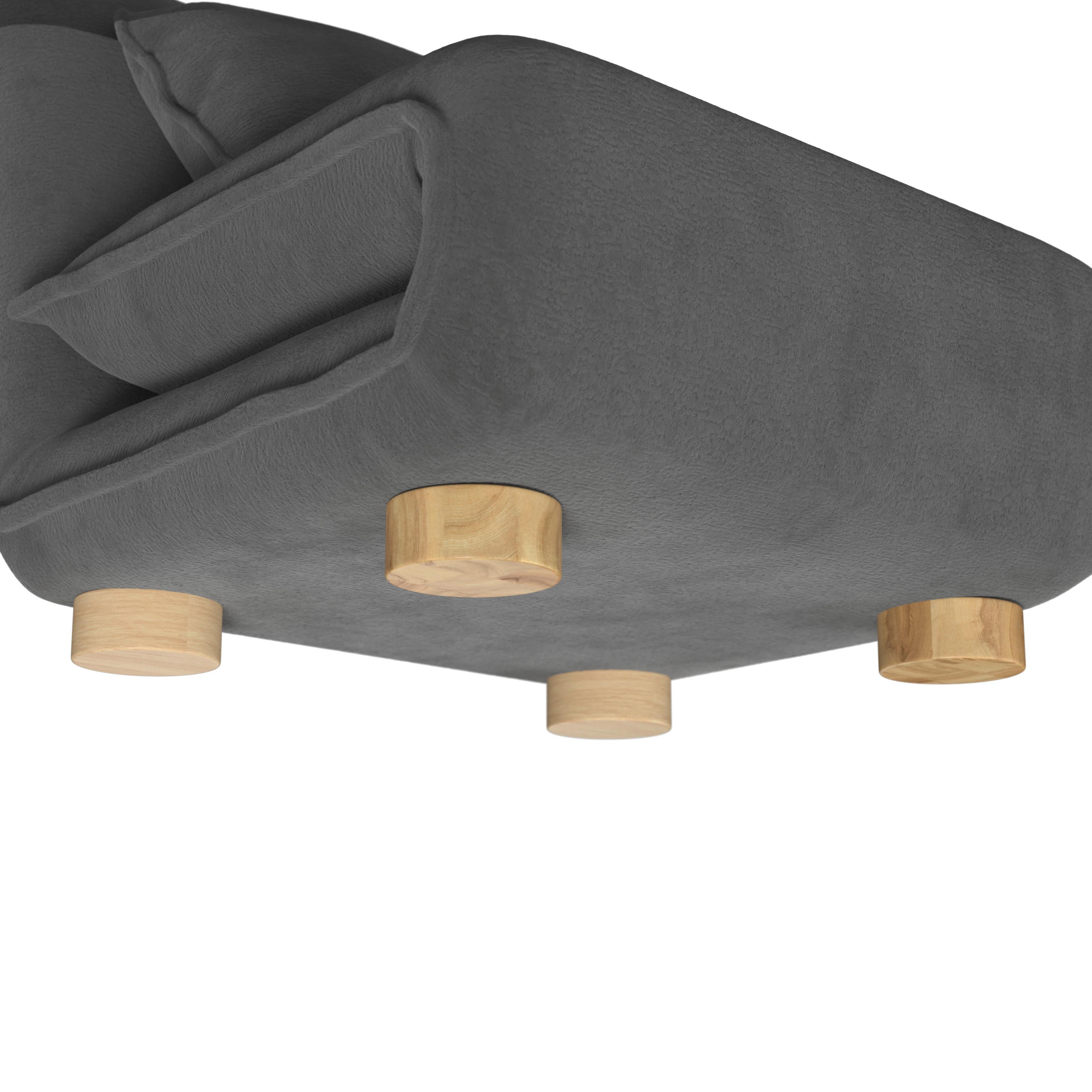 BÄDDFÅTÖLJ BELLA - mörkgrå/naturfärgad, Modern, metall/trä (85/76/84cm) - Bessagi Home