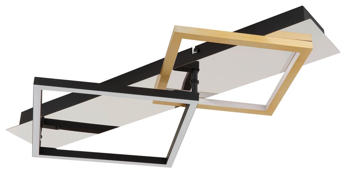 LED-DECKENLEUCHTE 67847-24 - Goldfarben/Opal, Design, Kunststoff/Metall (59/35,5/7cm) - Globo