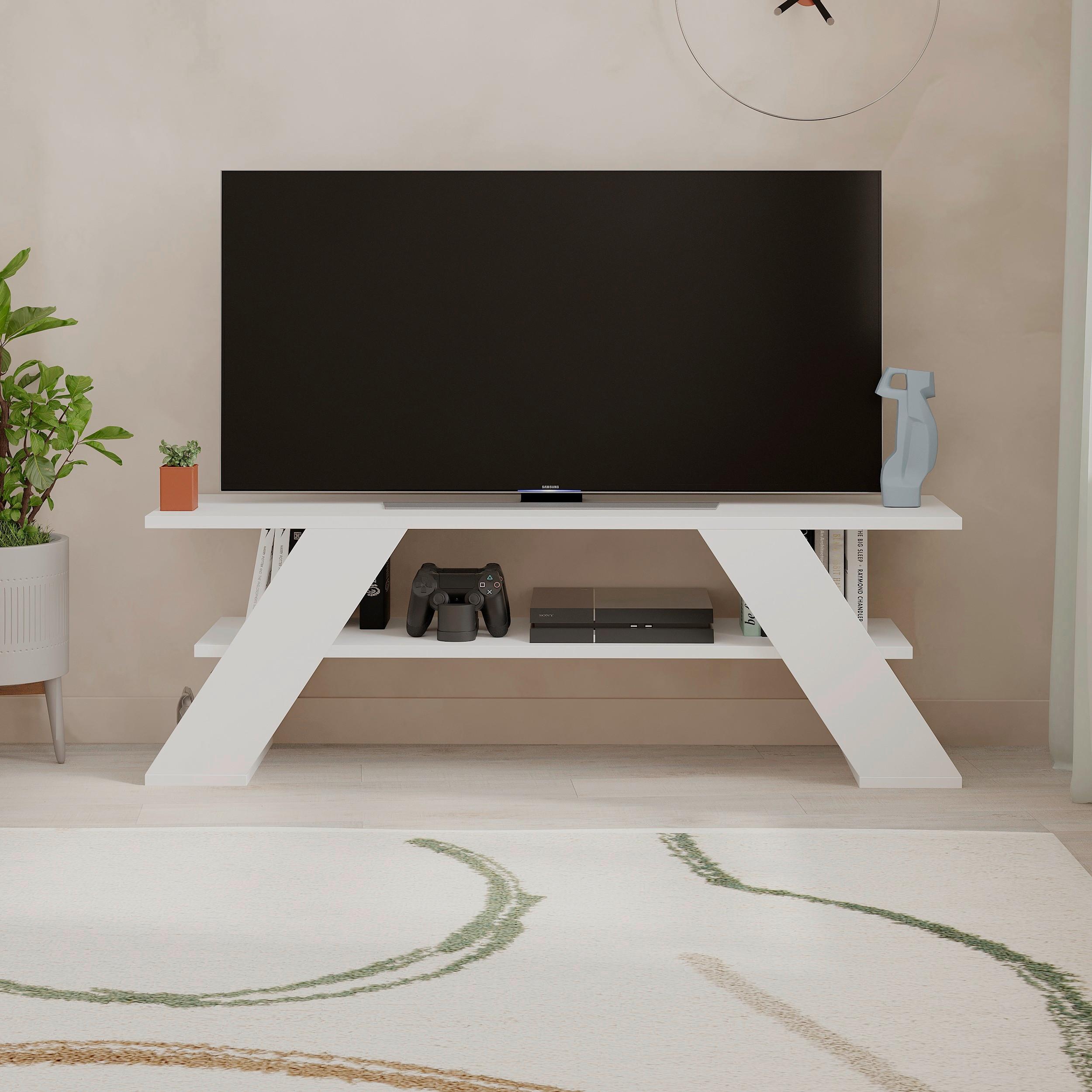 Phonotisch Farfalla ca. 120x40x34 cm Weiß - Weiß, Design, Holzwerkstoff (120/40/33.5cm) - Livetastic