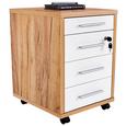 Predalnih Na Kolescih Profi - hrast/bela, Moderno, leseni material (43/62/48cm) - Mömax modern living