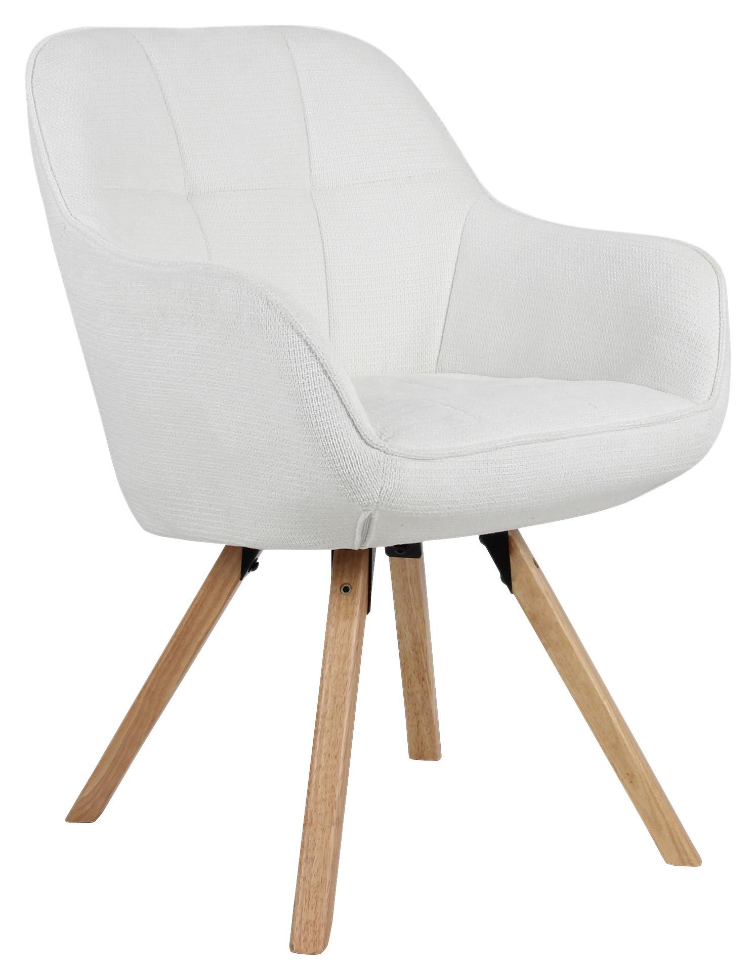Armlehnstuhl Cosima Weiß - Weiß/Naturfarben, Design, Holz/Textil (59/84/61cm) - Mömax