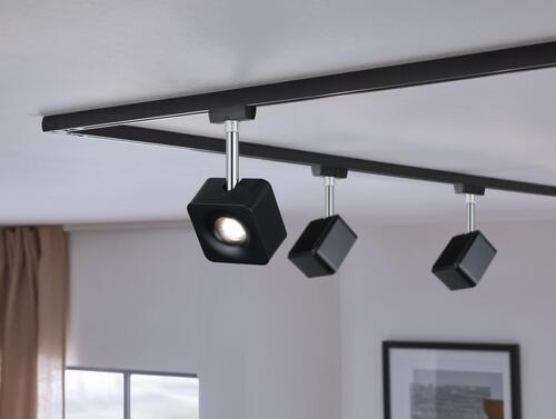LED-Deckenleuchte Urail Spot Cube max. 8 Watt - Chromfarben/Schwarz, Design, Kunststoff/Metall (7,7/16,5/4,7cm) - Paulmann