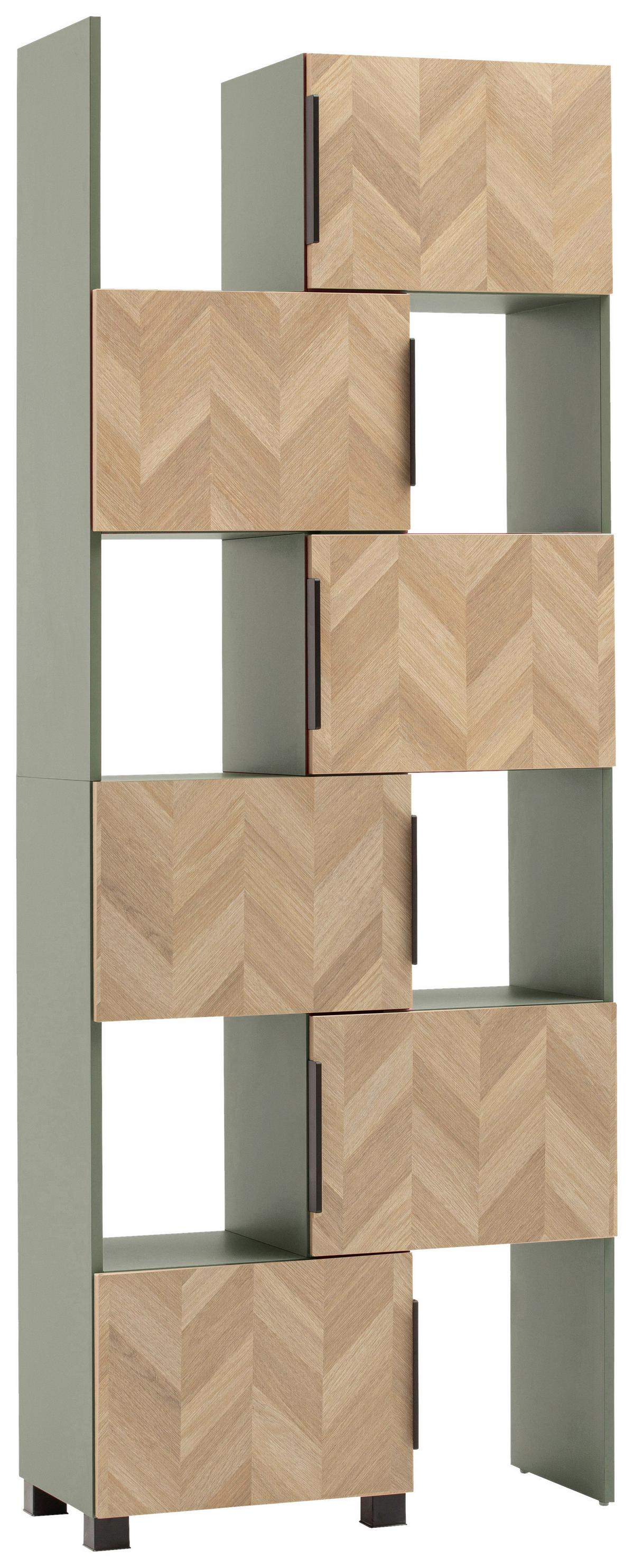 Regal Piazza Grün/Eichefarben - Eichefarben/Schwarz, MODERN, Holzwerkstoff/Kunststoff (78/101,6/34,7cm) - Mömax