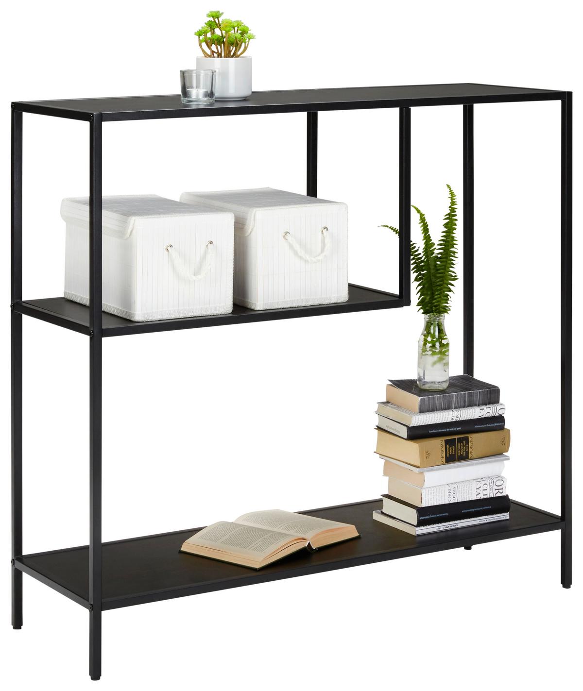 Etajeră GABE - negru, Modern, metal/material pe bază de lemn (100/96/33cm) - Modern Living