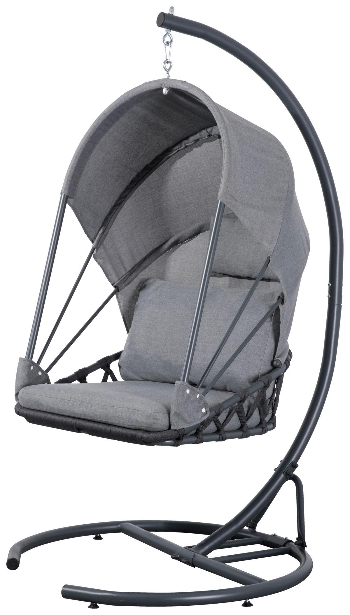 Viseči Stol Moon, Siva - siva/antracit, Basics, kovina/tekstil (120/100/200cm) - Acamp