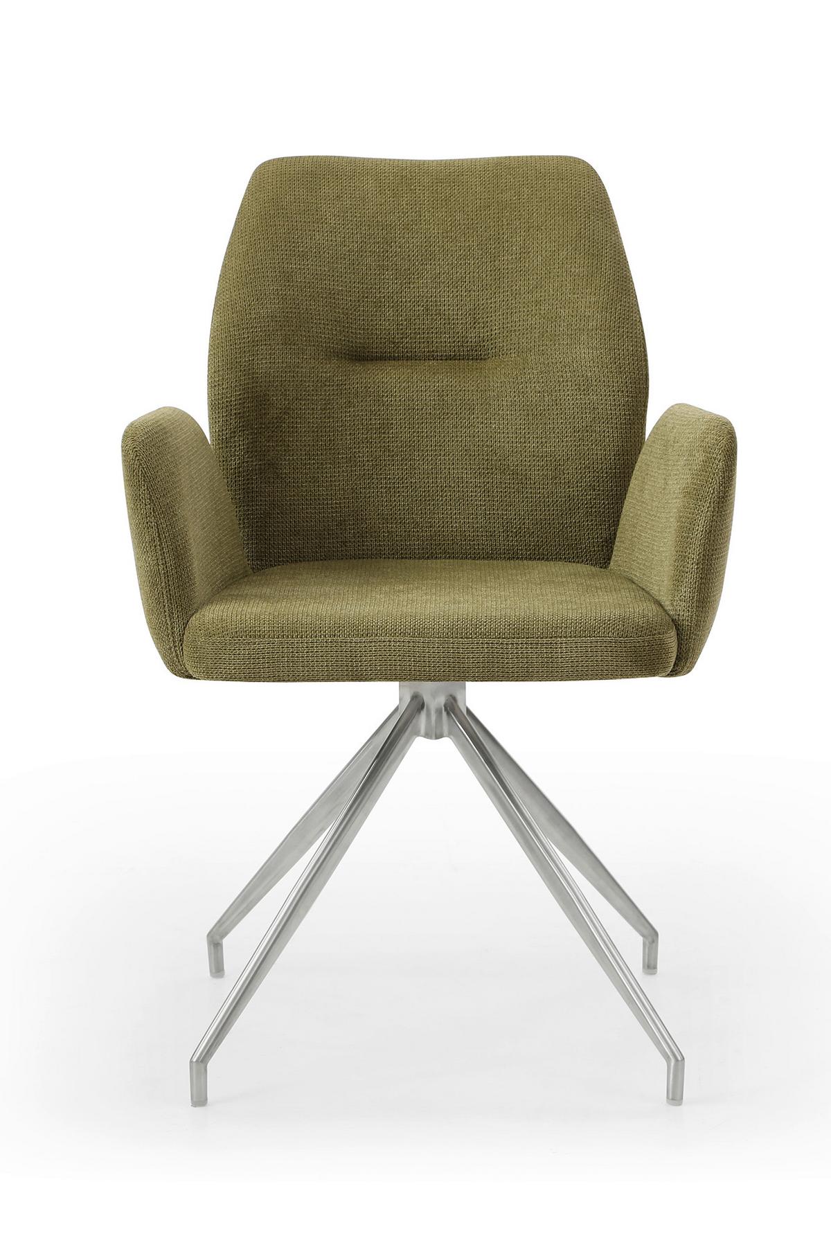 Naslanjač Sofija, Zelena, Vrtljiv - srebrne barve/zelena, Moderno, kovina/tekstil (60/89/62cm) - Livetastic