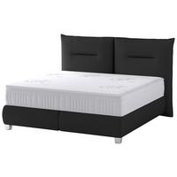 PAT BOXSPRING FOG - PIELE - negru, lemn/textil (180/200cm) - Premium Living