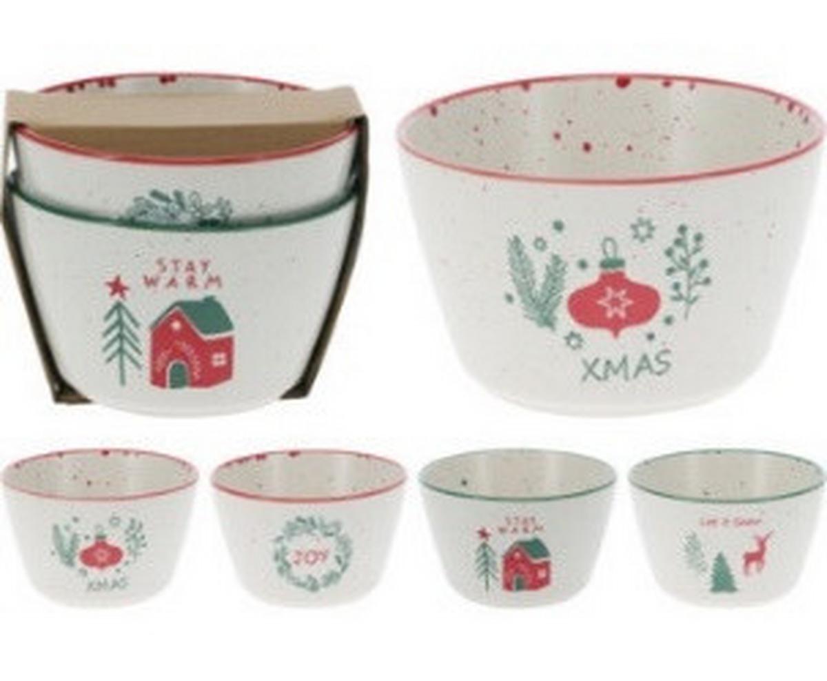 Bol cca. 500 ml Blis - alb/verde, Basics, ceramică (14/8cm)