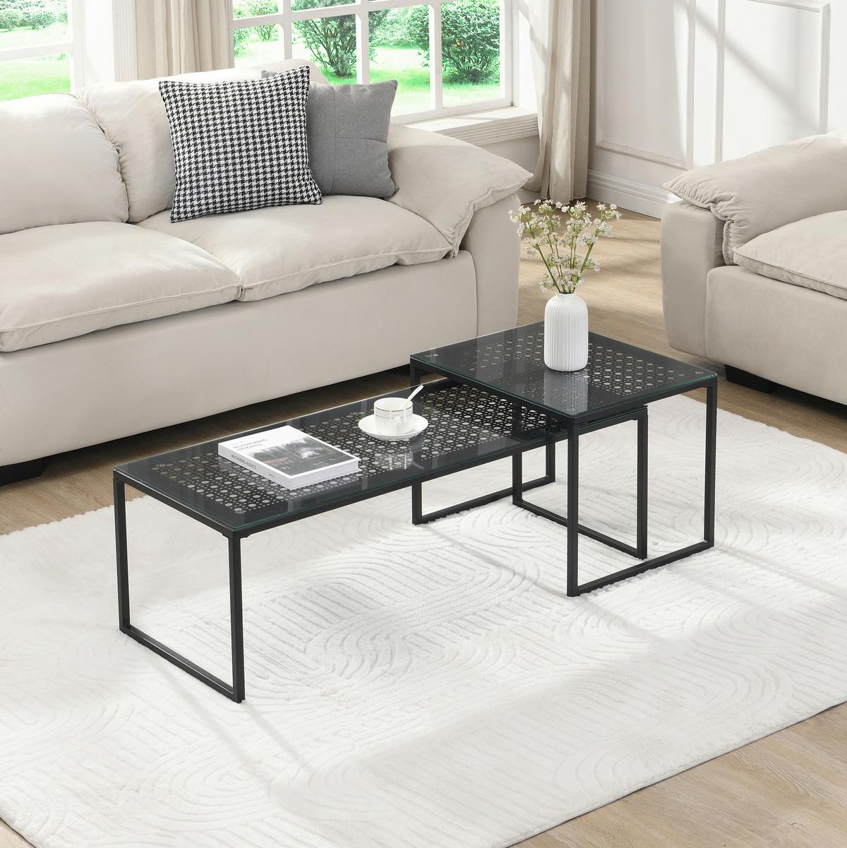 Satztisch Wl7.329 - Schwarz, Design, Glas/Metall (100/40/35cm) - MID.YOU