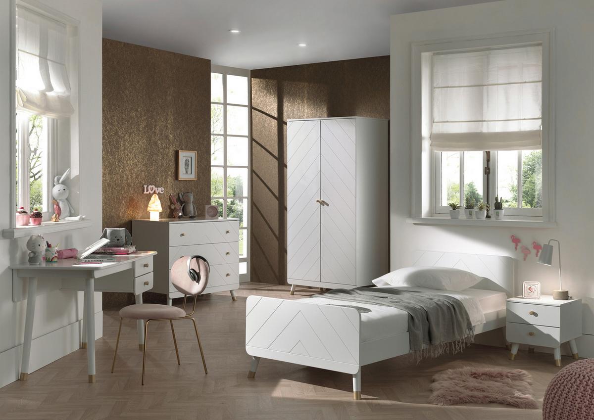 Bett Billy ca. 90x200 cm Satin Weiß - Weiß, KONVENTIONELL, Holzwerkstoff (90/200cm) - MID.YOU