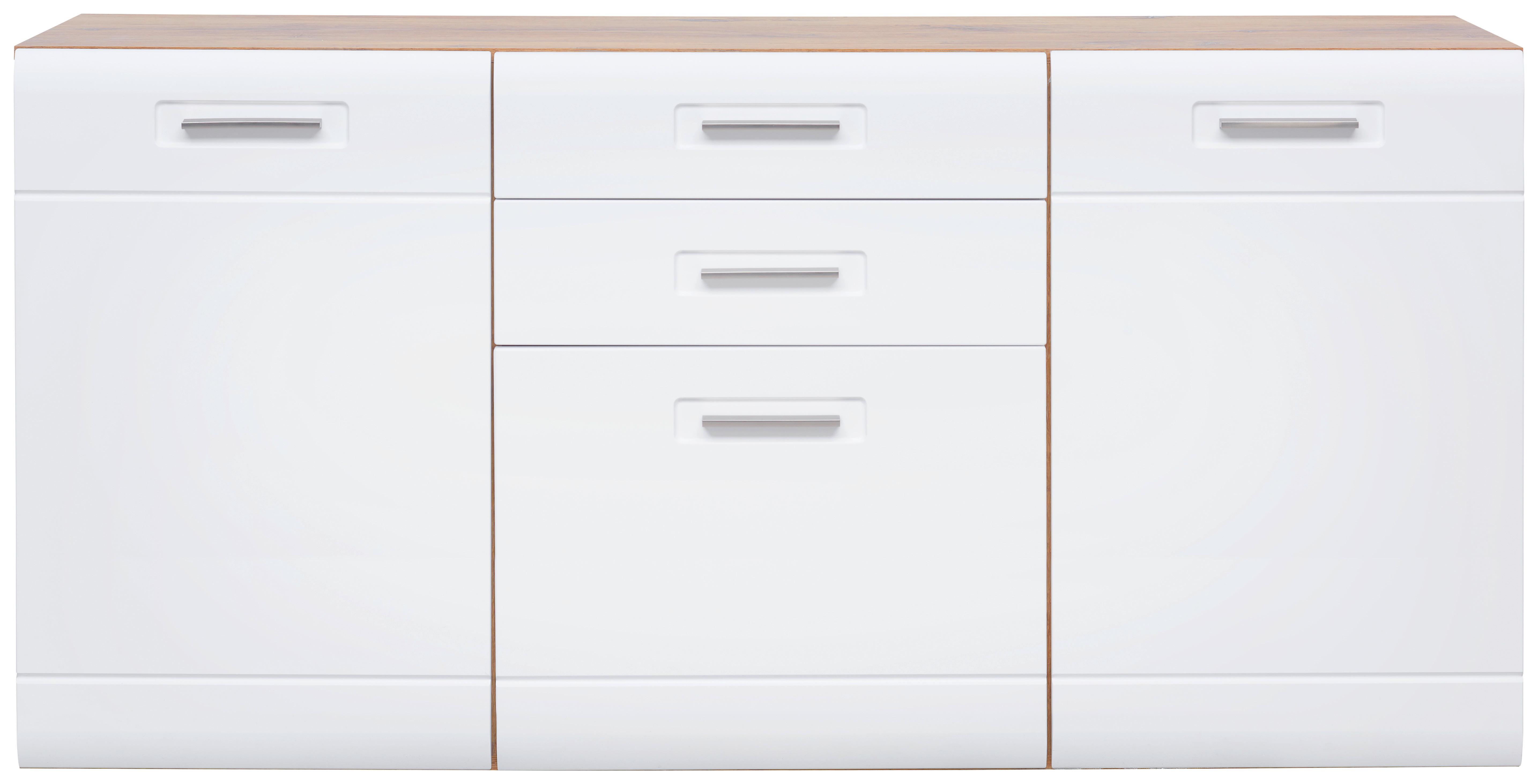 Komoda Auris - bijela/boje hrasta, Moderno, drvni materijal/plastika (163,2/81,3/43,1cm) - Modern Living