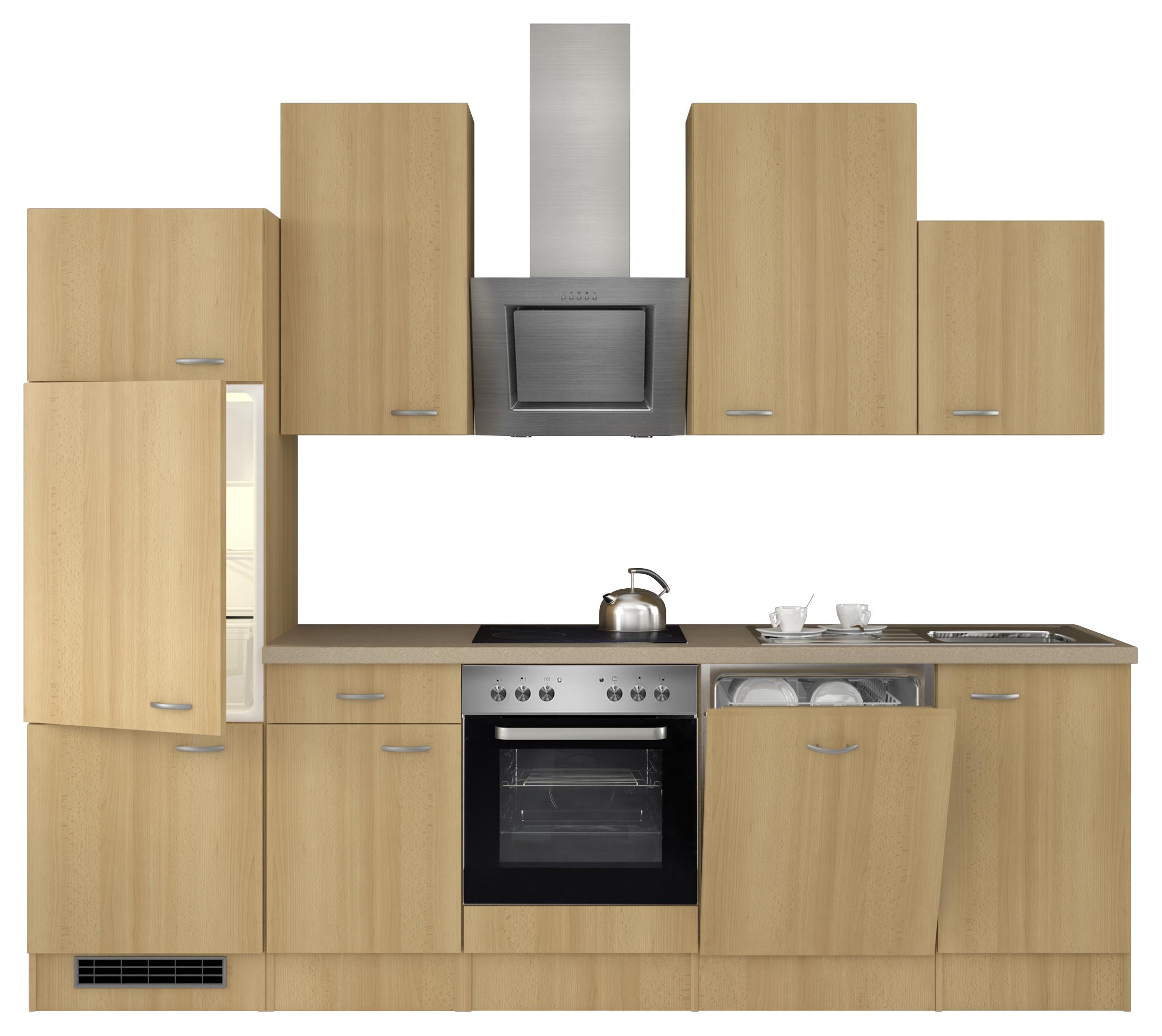 Küchenblock "Nano" , Buche - Edelstahlfarben/Beige, MODERN, Holzwerkstoff/Kunststoff (280cm) - FlexWell