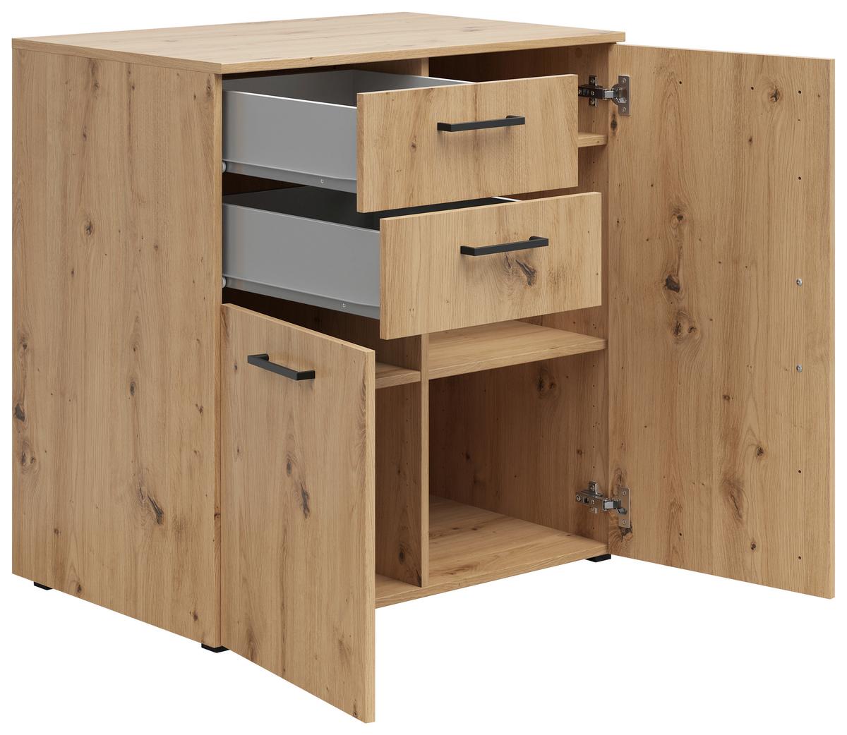 Kommode Multistauraum Eiche Artisan - Anthrazit/Schwarz, Modern, Holzwerkstoff/Kunststoff (80/83/52cm) - Premium Living