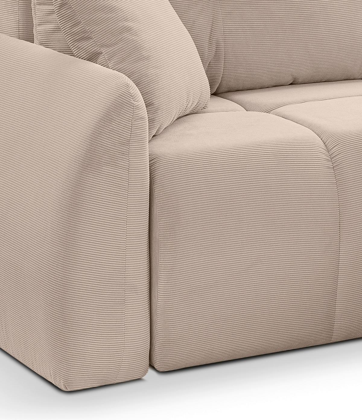 Ecksofa Sancho Long Beige - Beige/Schwarz, Basics, Holz/Kunststoff (255/155cm) - MID.YOU