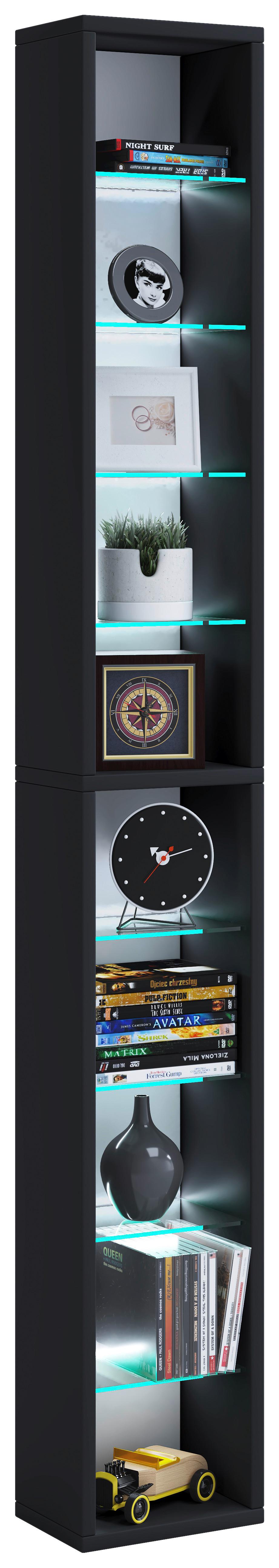 Wandregal Rasito Xl - Schwarz, Design, Glas/Holzwerkstoff (21/152/14cm) - MID.YOU