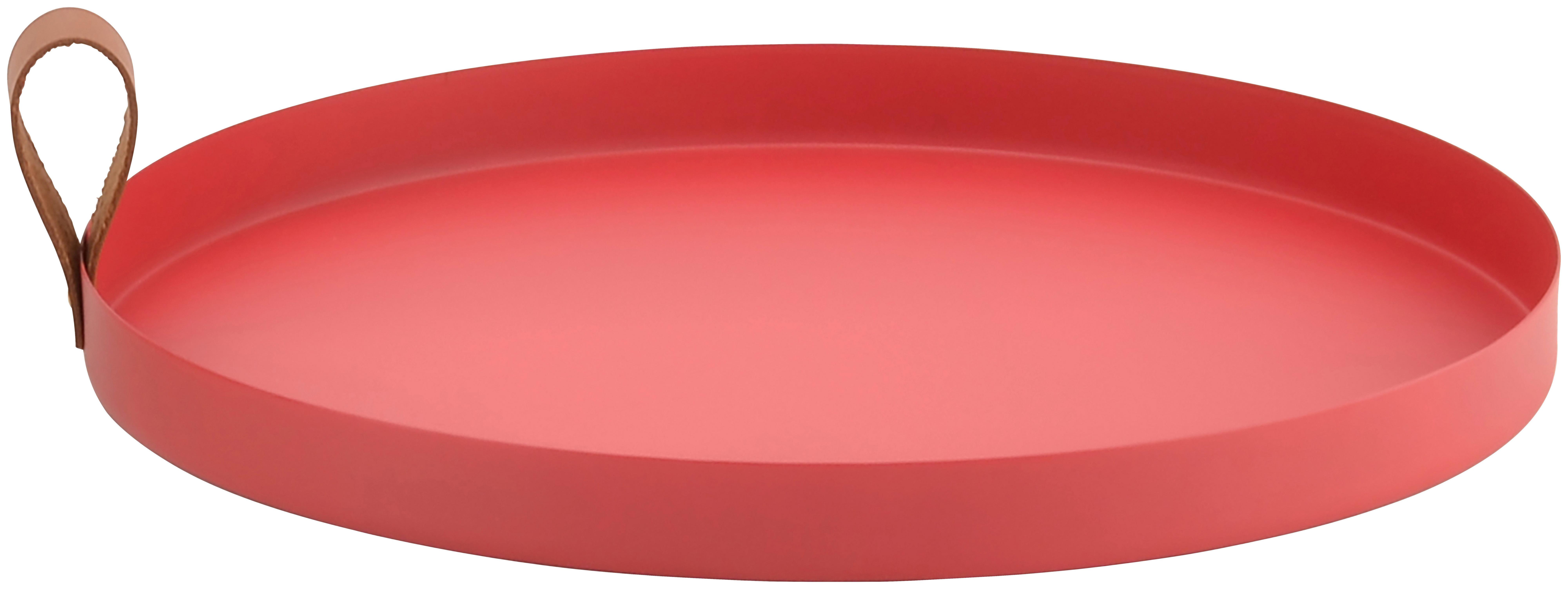 Dekoteller Daisy Rot ⌀ 30cm - Rot, MODERN, Leder/Metall (30cm) - Modern Living