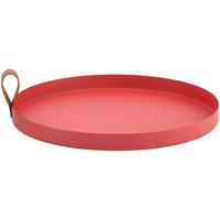 Dísztál Daisy - piros, Modern, bőr/fém (30cm) - Modern Living