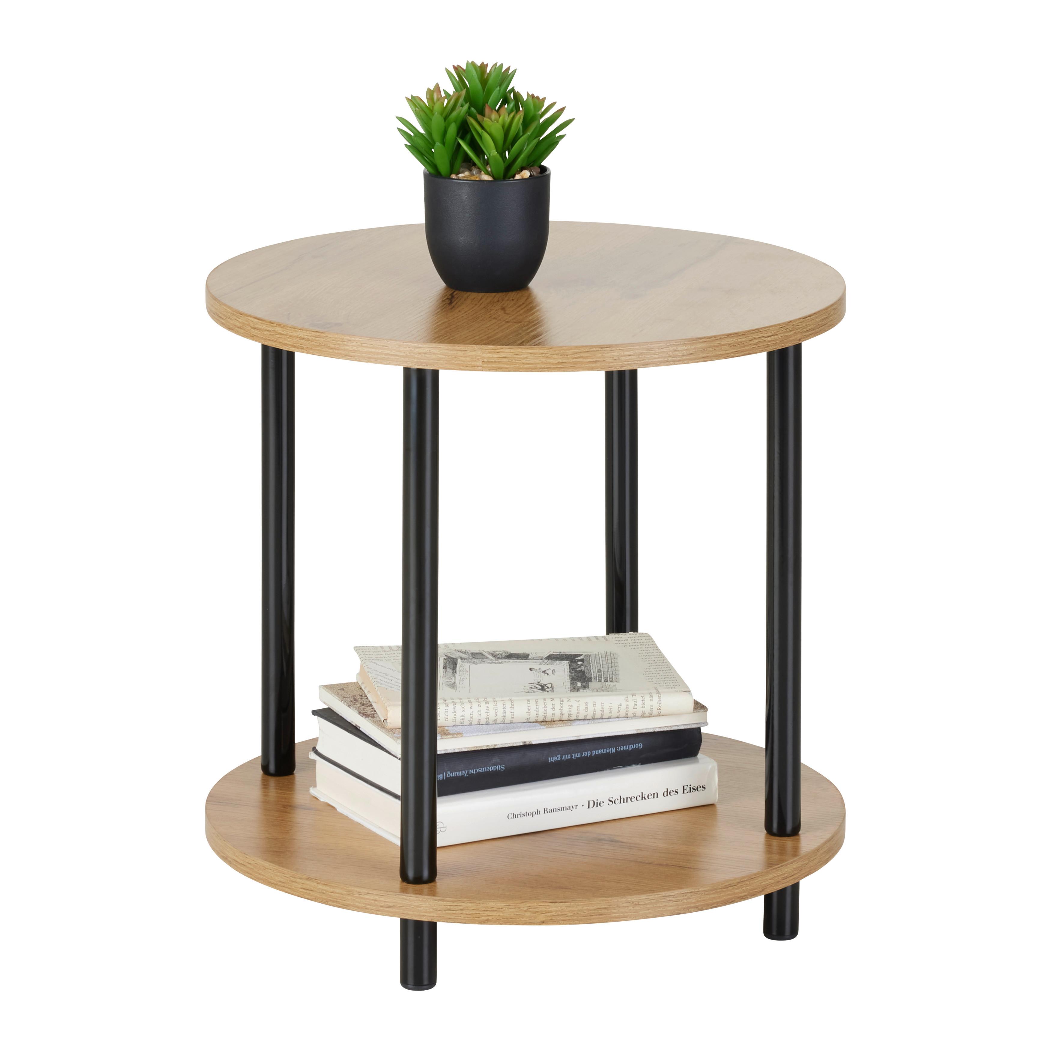 Beistelltisch Neapel Naturfarben/Schwarz - Schwarz/Naturfarben, Modern, Holzwerkstoff/Metall (40/40cm) - Mömax