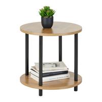 Masă auxiliară NEAPEL - culoare natur/negru, Modern, metal/material pe bază de lemn (40/40cm) - Modern Living