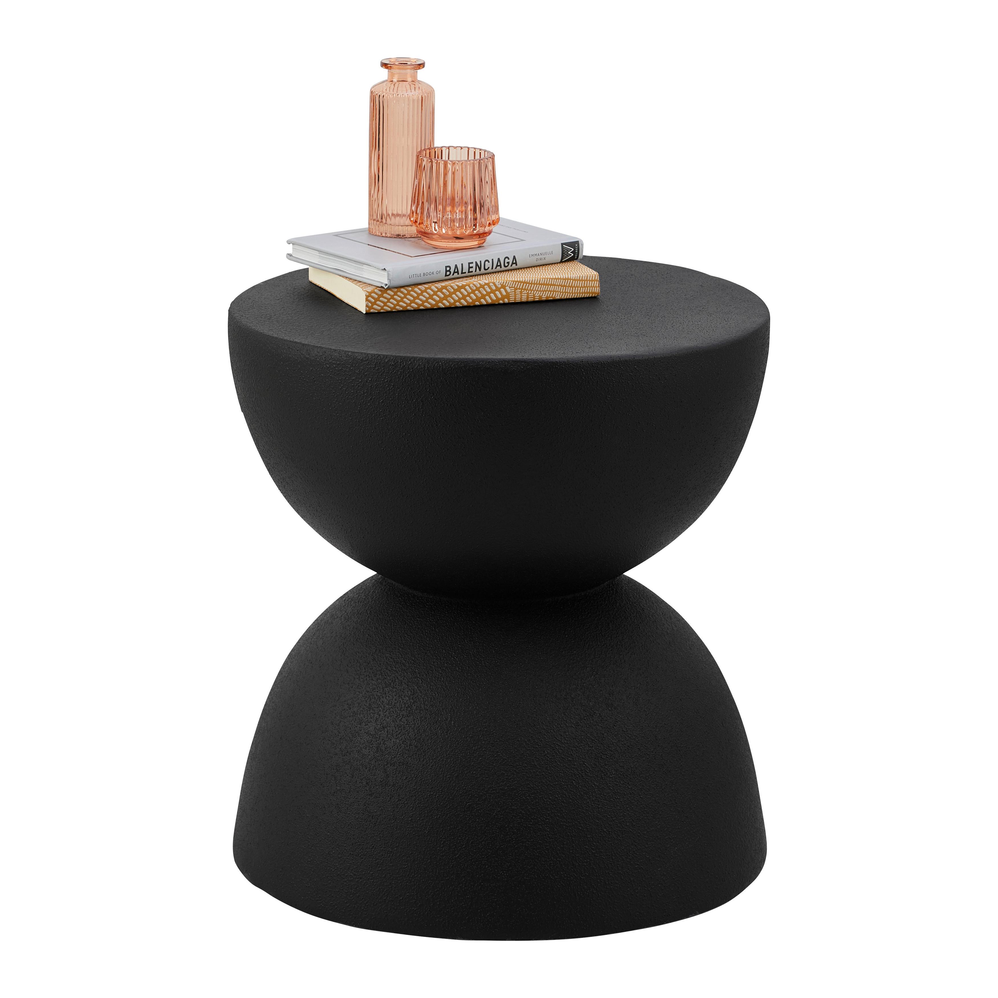 Beistelltisch/Sitzhocker Tondo Schwarz - Schwarz, LIFESTYLE, Stein (40/40/40cm) - Premium Living