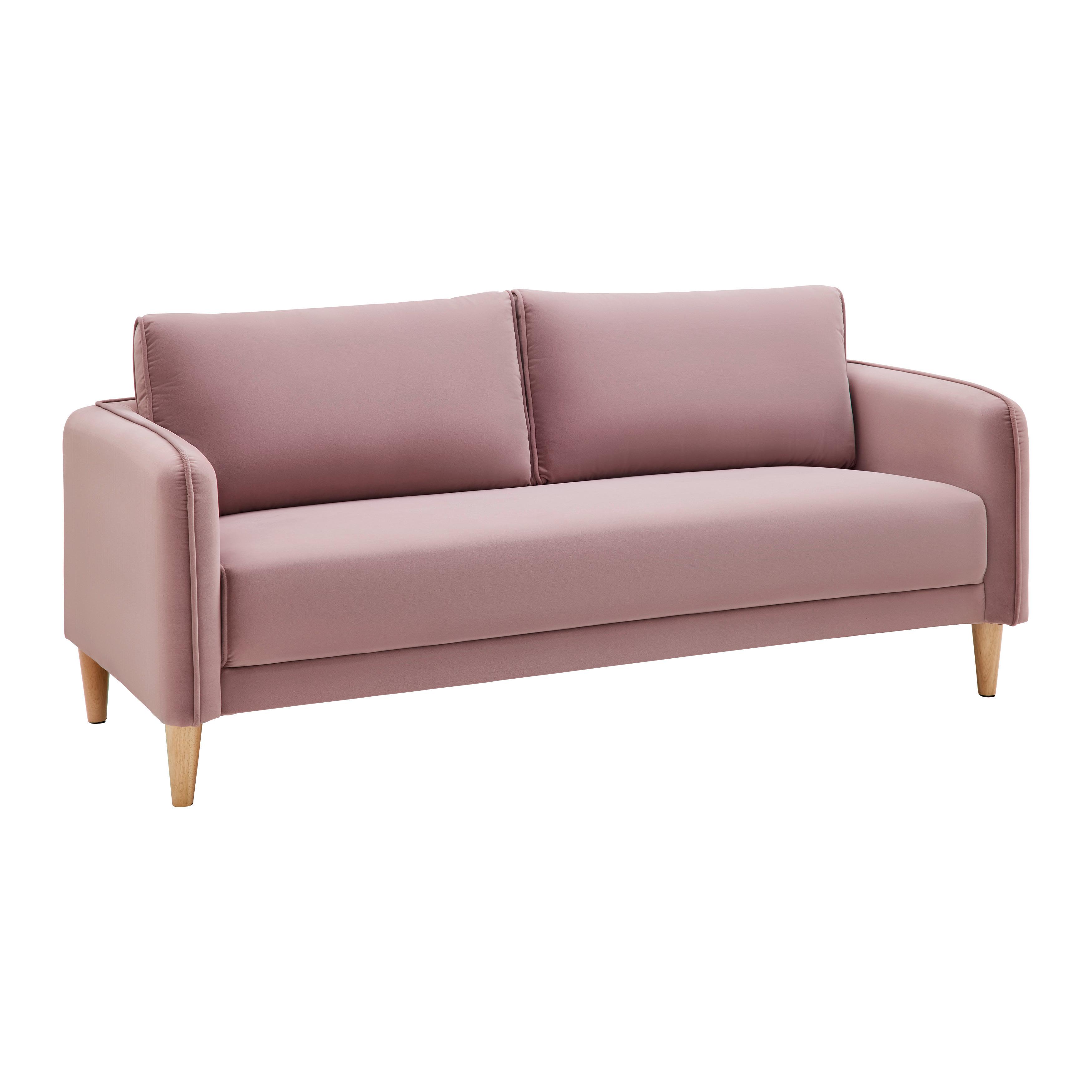 Sofa Livia Rosa Samt - Rosa/Naturfarben, MODERN, Holz/Textil (176/78/76cm) - Bessagi Home