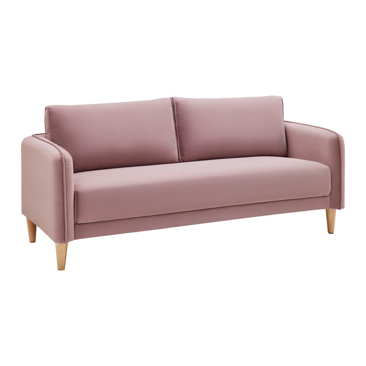 Sofa Livia Rosa Samt - Rosa/Naturfarben, MODERN, Holz/Textil (176/78/76cm) - Bessagi Home