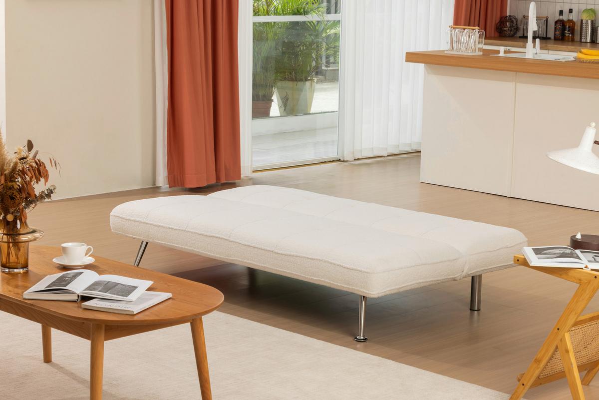 Zofa S Posteljno Funkcijo Billund, Bela - srebrne barve/bela, Basics, kovina/tekstil (179/75/90cm) - Livetastic