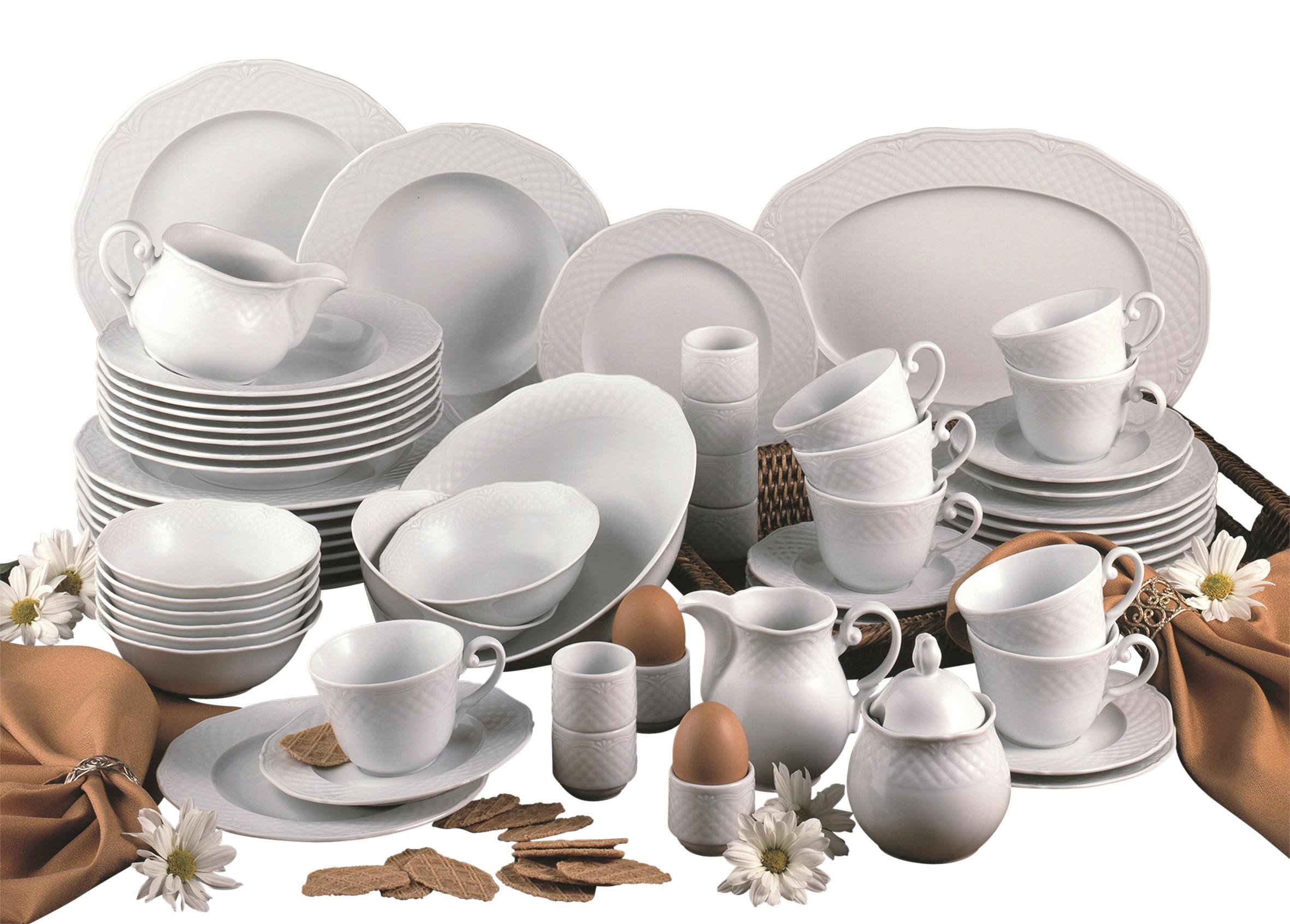 Kombinirani Servis Arianne, 60-Delni - bela, Basics, keramika - Creatable