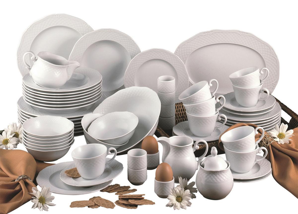 Kombinirani Servis Arianne, 60-Delni - bela, Basics, keramika - Creatable