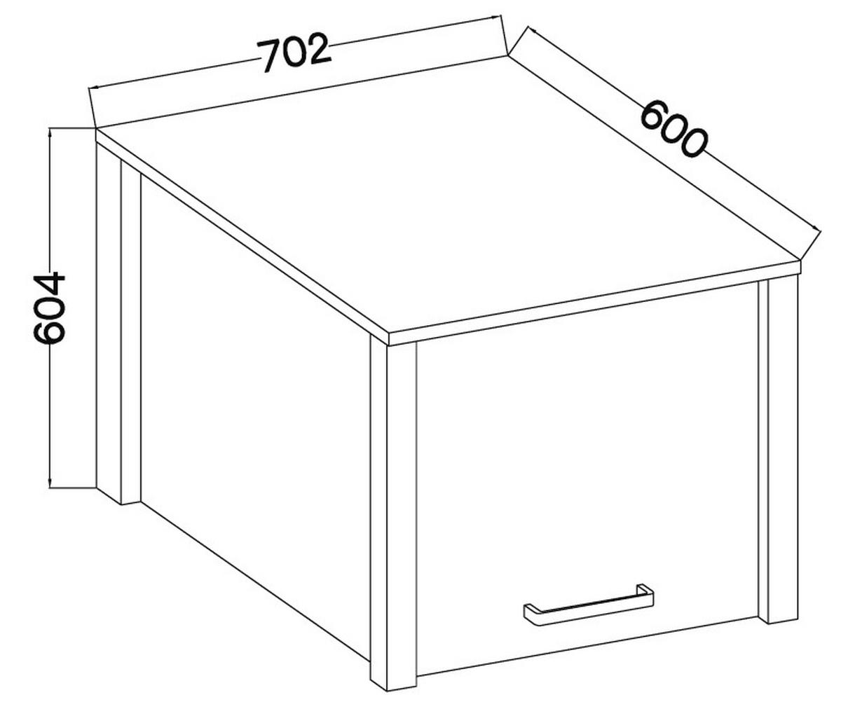 Aufsatzschrank Sicilia Weiß/Eiche Artisan - Silberfarben/Weiß, MODERN, Holzwerkstoff/Metall (70/60,5/60cm) - Mömax