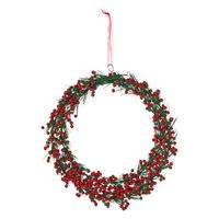 Kunstpflanze Beerenkränzchen I Grün/Rot Ø ca. 25cm - Rot/Grün, Basics, Kunststoff (25cm) - Mömax