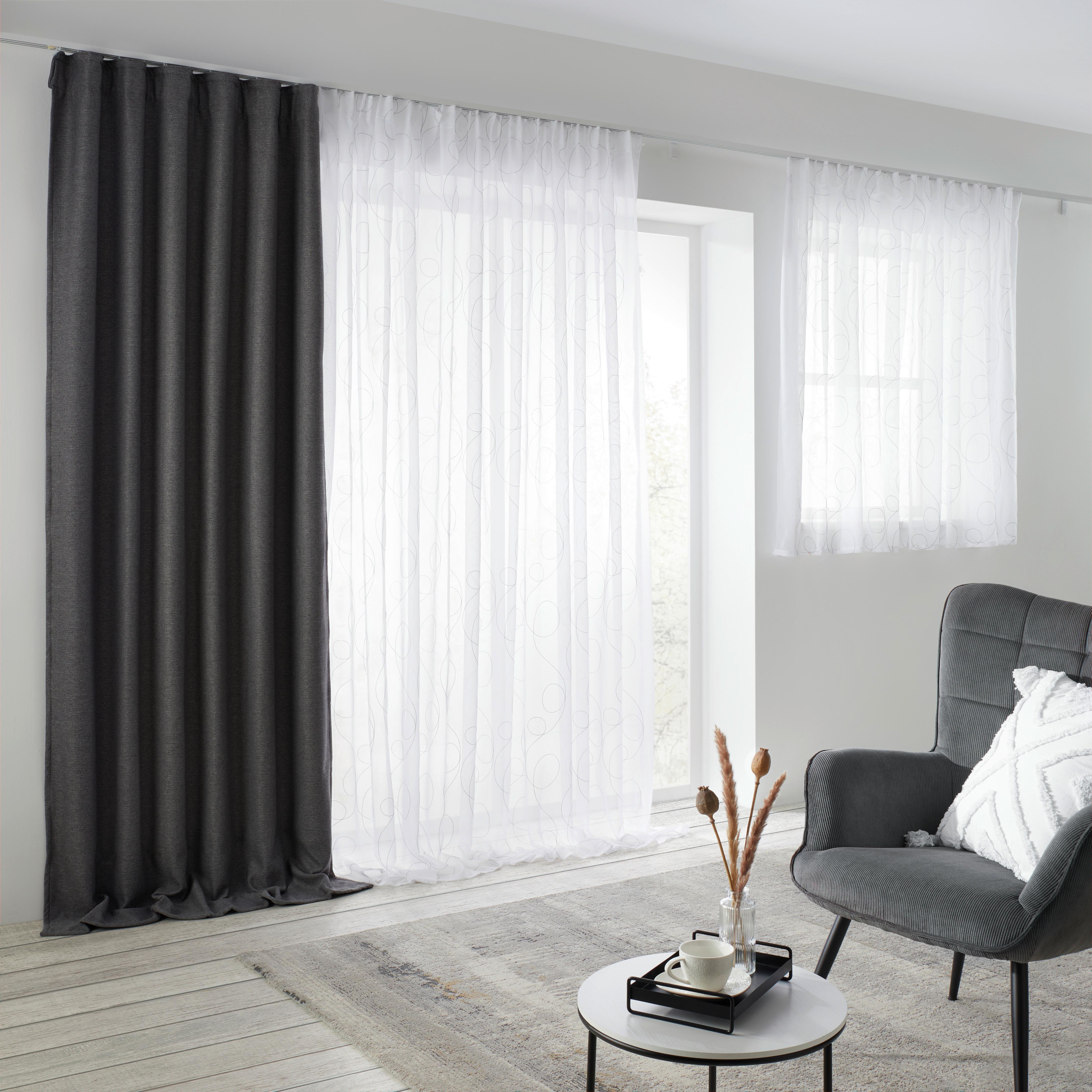 SOLSKYDDSGARDIN ALFI - antracit, Klassisk, textil (135/255cm) - Modern Living