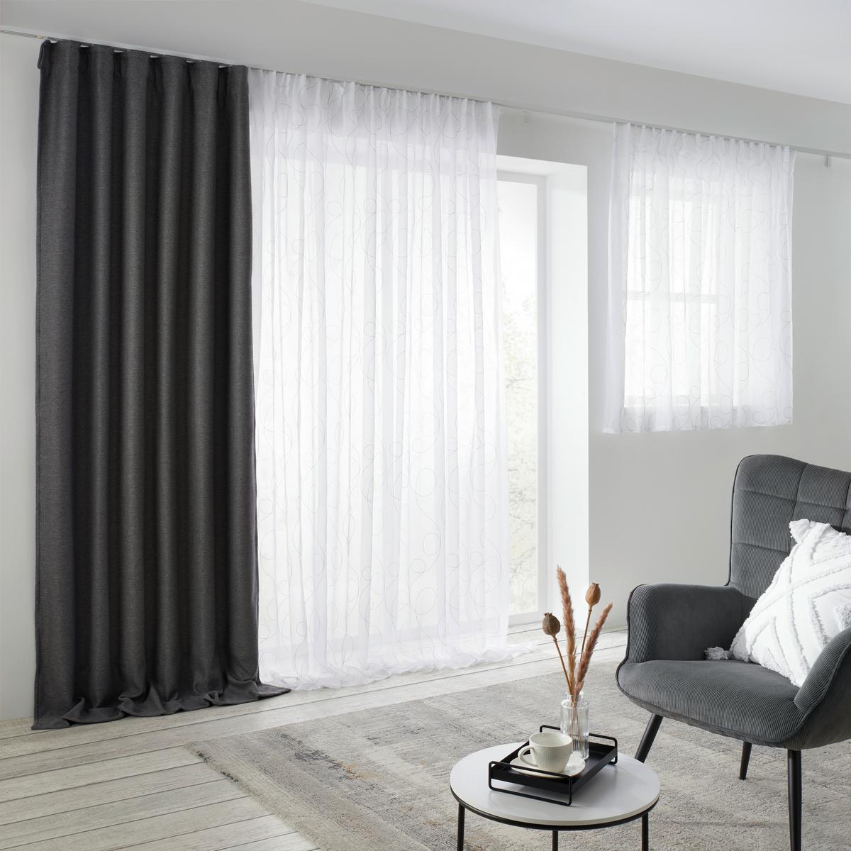 Wäremschutzvorhang Alfi in Anthrazit ca. 135x255cm - Anthrazit, KONVENTIONELL, Textil (135/255cm) - Modern Living