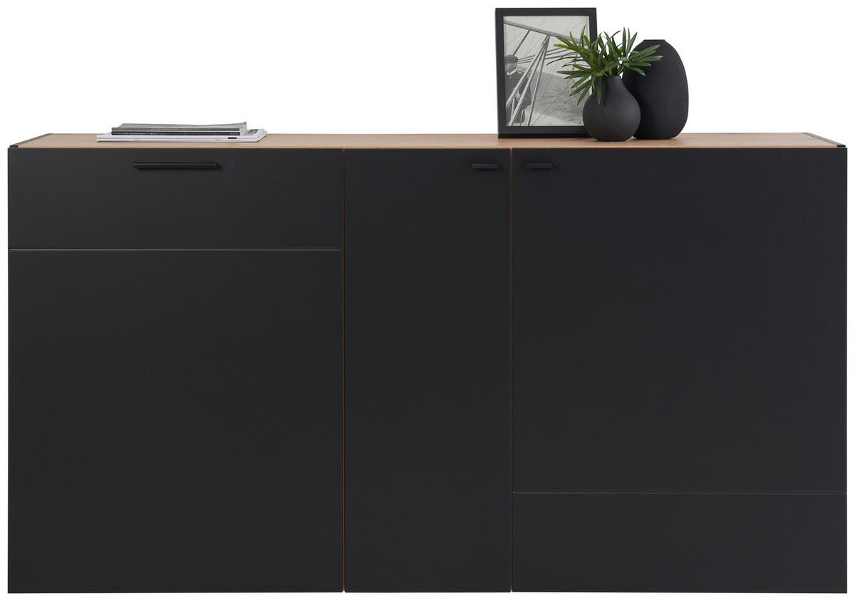 WISZĄCA SZAFKA NA BUTY TIKAH - czarny/dąb artisan, Modern, materiał drewnopochodny/metal (150,8/80/41,5cm) - Xora