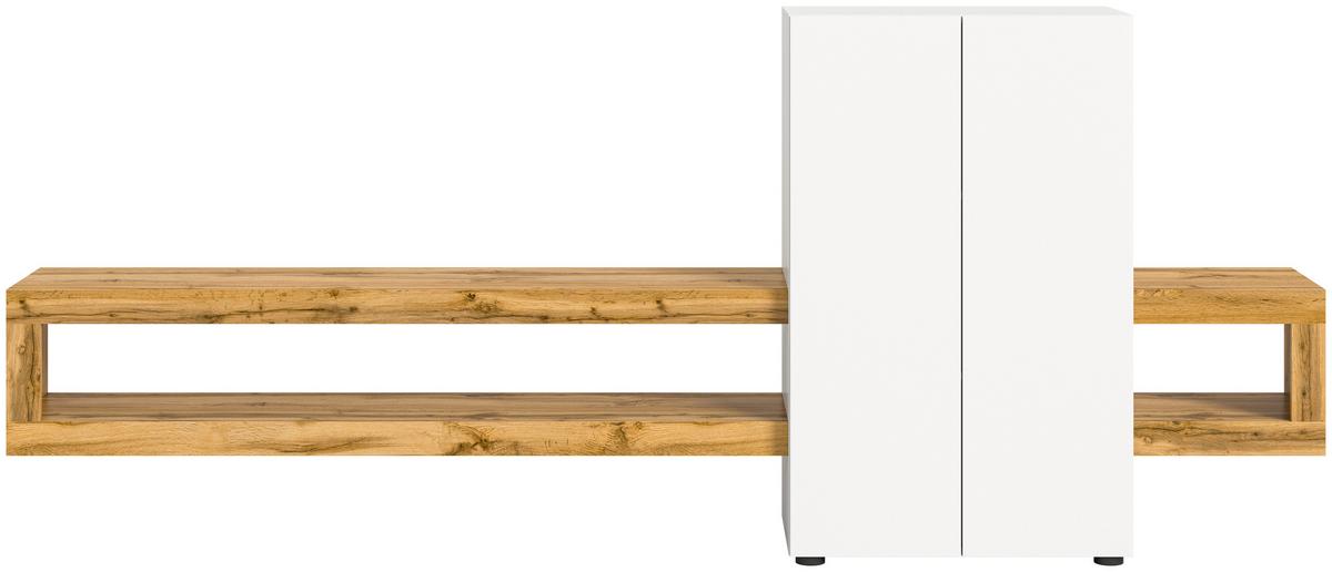 Dnevni Regal Samba, Barva Hrasta, Bela - hrast wotan/črna, Design, leseni material (270/112/35cm) - MID.YOU