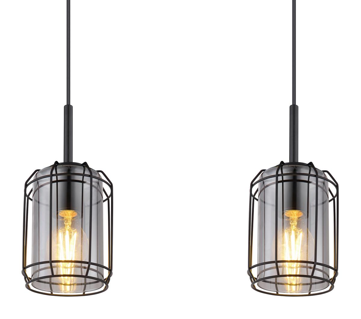 HÄNGELEUCHTE 15559-3H - Schwarz, Design, Glas/Metall (77/13/120cm) - Globo