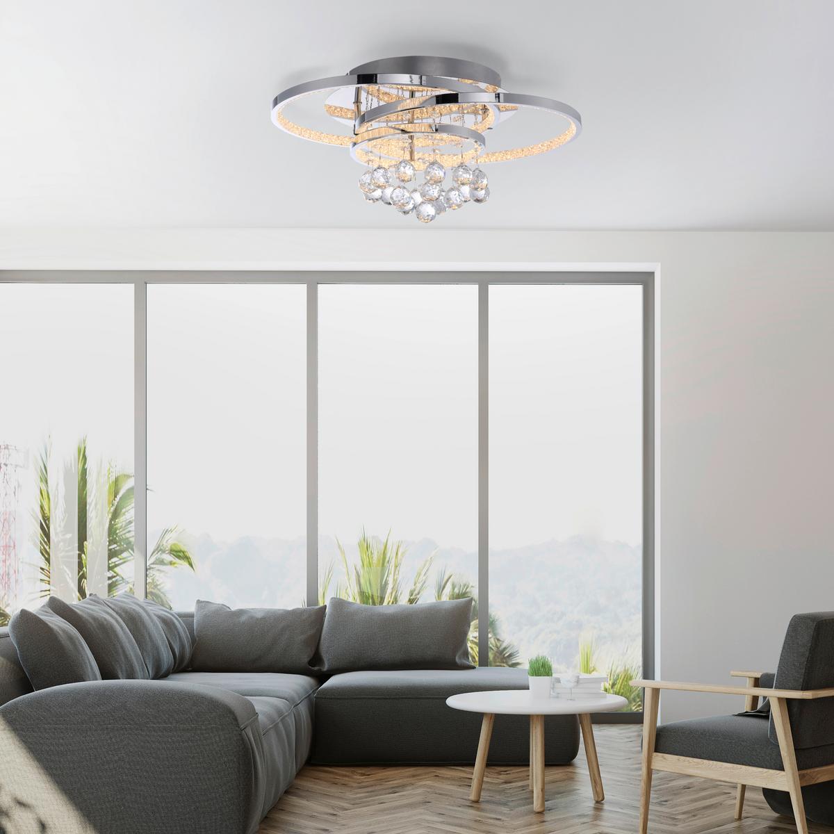 LAMPA SUFITOWA LED 6267-17 ROTAZO - kolor chromowy, Design, metal/szkło (45/33/22cm) - Paul Neuhaus