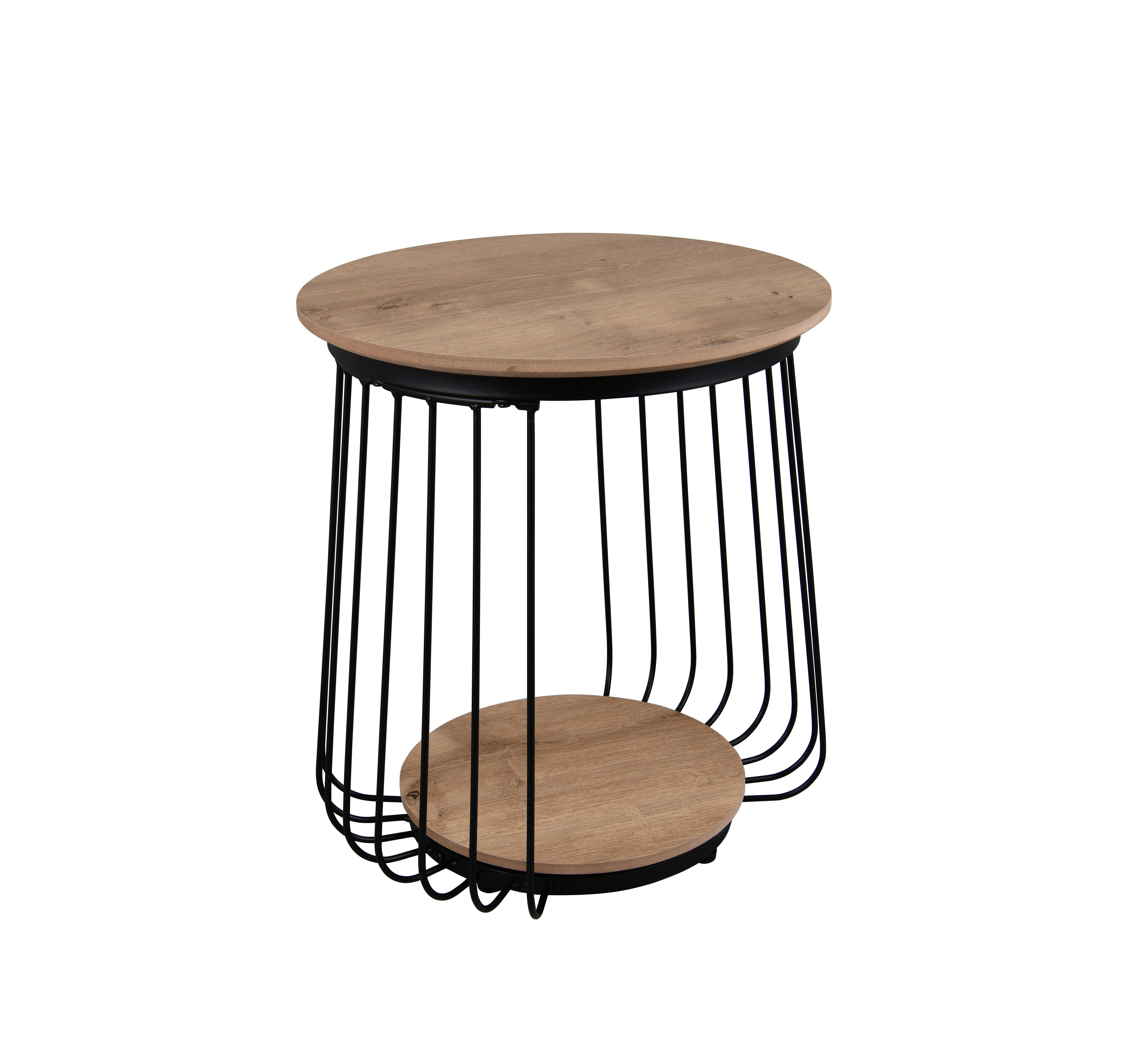 STOLIK BOCZNY GRANIA - czarny/dąb artisan, Modern, materiał drewnopochodny/metal (35/35/40cm) - Milino