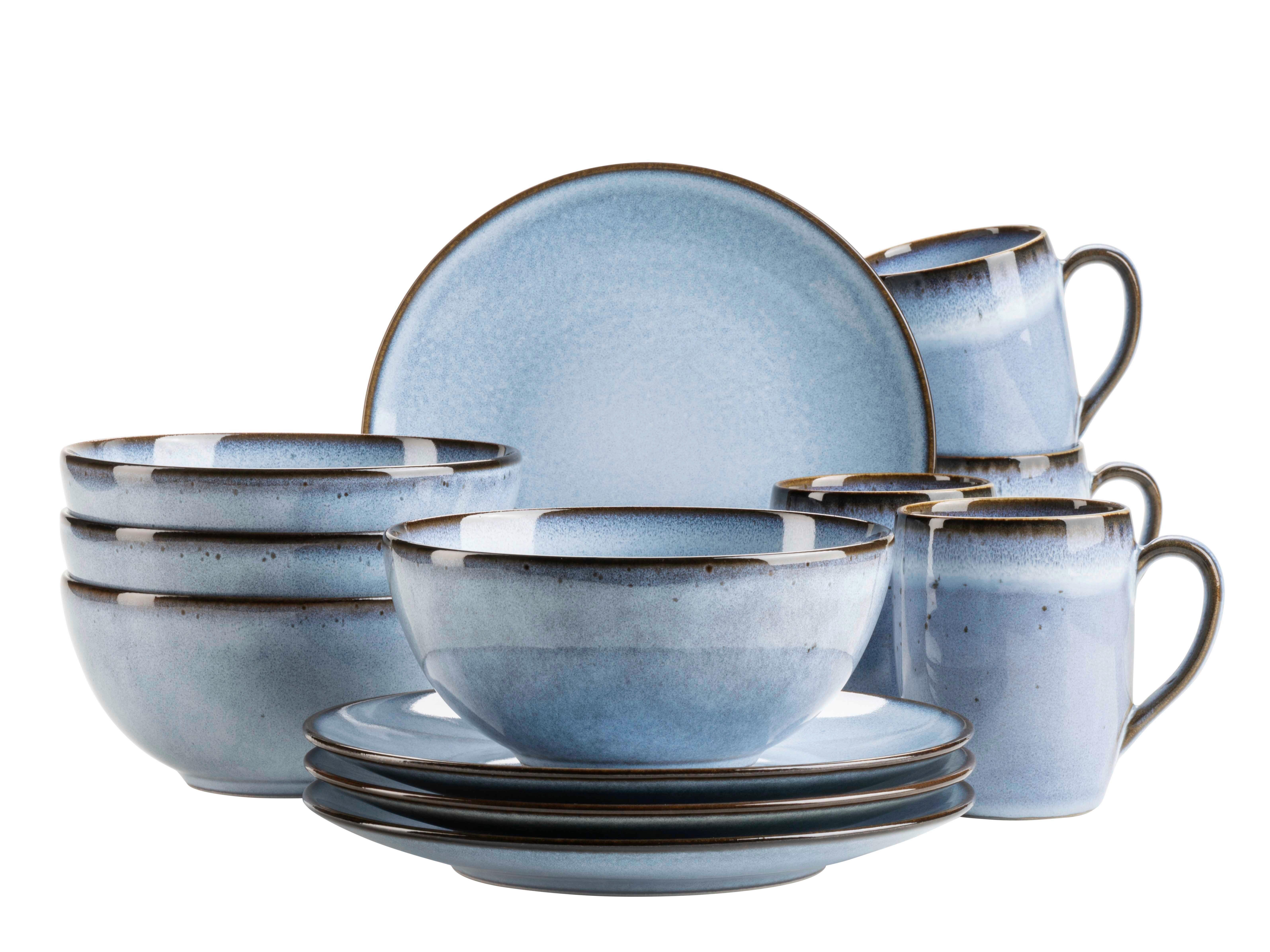 SERVICE PETIT-DÉJEUNER 935606 FRÜHSTÜCKSSERVICE SMOKY - bleu, Basics, céramique - Mäser