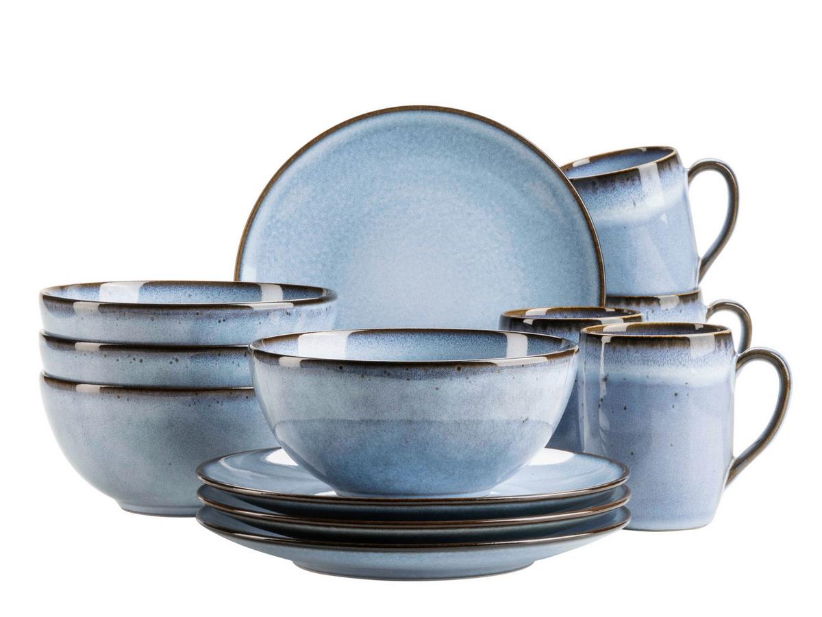 SERVICE PETIT-DÉJEUNER 935606 FRÜHSTÜCKSSERVICE SMOKY - bleu, Basics, céramique - Mäser