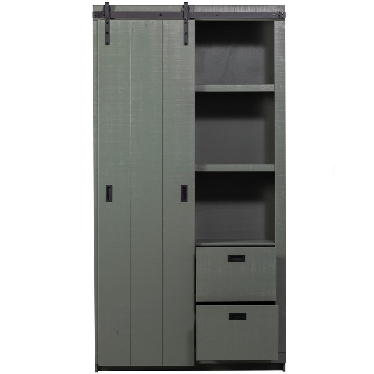 Mehrzweckschrank Slide Barn Grün - Schwarz/Grün, Design, Holz (122/230/37cm) - Livetastic