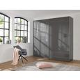Schwebetürenschrank Grau Hochglanz - Alufarben/Grau, KONVENTIONELL, Holzwerkstoff/Metall (225/222,5/67cm) - PREMIUM LIVING